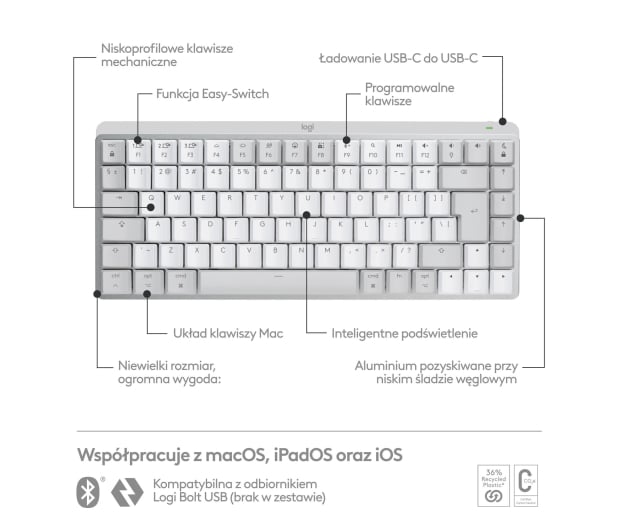 Logitech MX Mechanical Mini for Mac Silver - 1080189 - zdjęcie 11