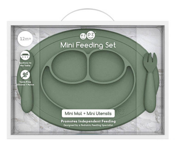EZPZ Komplet naczyń silikonowych Mini Feeding Set oliwkowy - 1034394 - zdjęcie 3