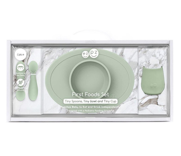 EZPZ Komplet naczyń silikonowych First Foods Set pastelowa zieleń - 1034361 - zdjęcie 6