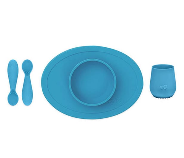 EZPZ Komplet naczyń silikonowych First Foods Set niebieski - 1034380 - zdjęcie 2