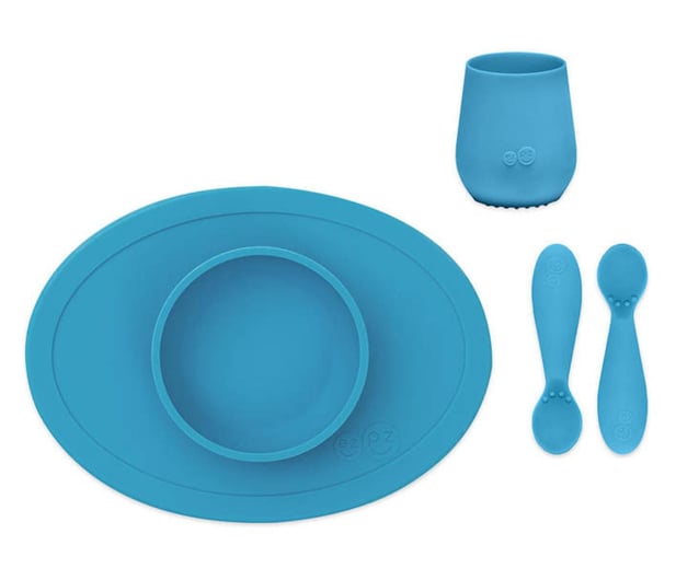 EZPZ Komplet naczyń silikonowych First Foods Set niebieski - 1034380 - zdjęcie