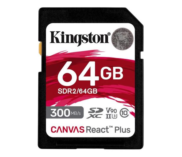 Kingston 64GB SDXC Canvas React Plus 300MB/s U3 V90 - 743341 - zdjęcie