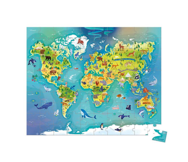 Janod Puzzle w walizce Mapa świata 100 elementów - 1040514 - zdjęcie 2