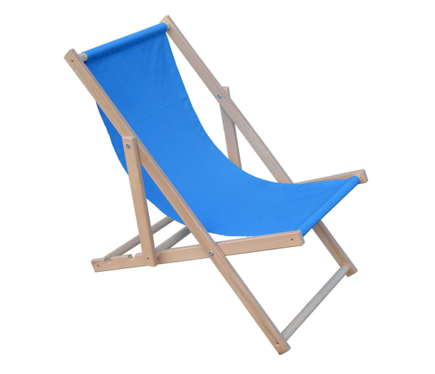 ROYOKAMP Leżak plażowy turystyczny drewniany classic chabrowy - 1048573 - zdjęcie