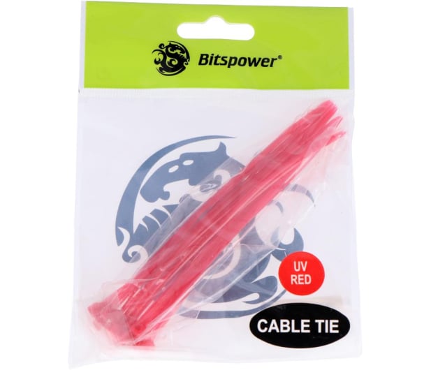Bitspower Opaski zaciskowe kablowe 20szt UV 12cm czerwone  - 733404 - zdjęcie 4