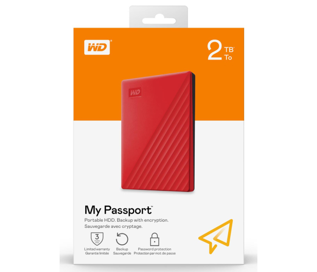 WD My Passport 2TB USB 3.2 Gen. 1 Czerwony - 530402 - zdjęcie 7