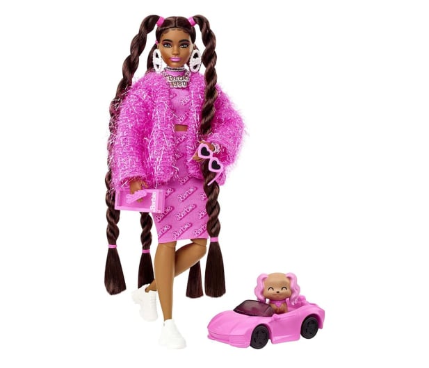 Barbie Extra Lalka Brązowe kucyki różowy strój - 1051886 - zdjęcie 1