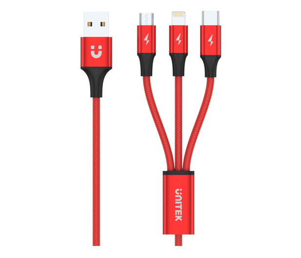 Unitek Kabel USB 2.0 3w1 Lightning, micro USB, USB-C 1,2m - 458692 - zdjęcie 1