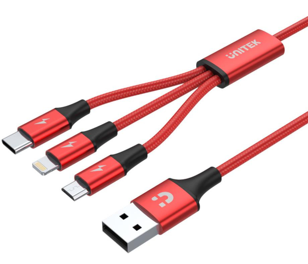 Unitek Kabel USB 2.0 3w1 Lightning, micro USB, USB-C 1,2m - 458692 - zdjęcie 3