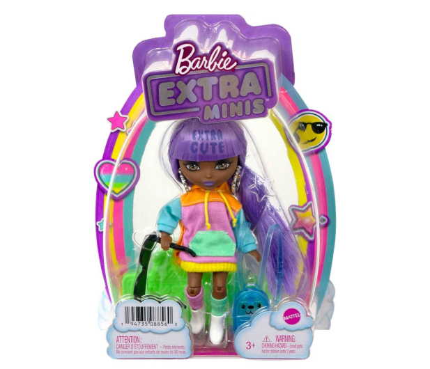 Barbie Extra Minis Mała lalka fioletowe włosy kolorowa bluza - 1051913 - zdjęcie 6