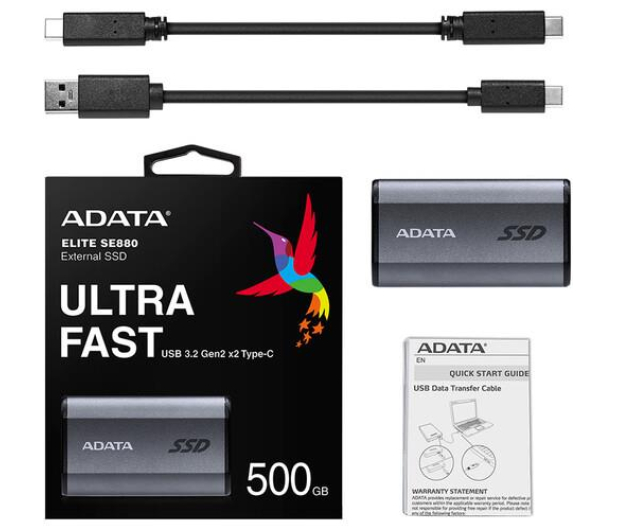 ADATA Dysk SSD External SE880 500G USB3.2A/C Gen2x2 Szary - 1075114 - zdjęcie 5