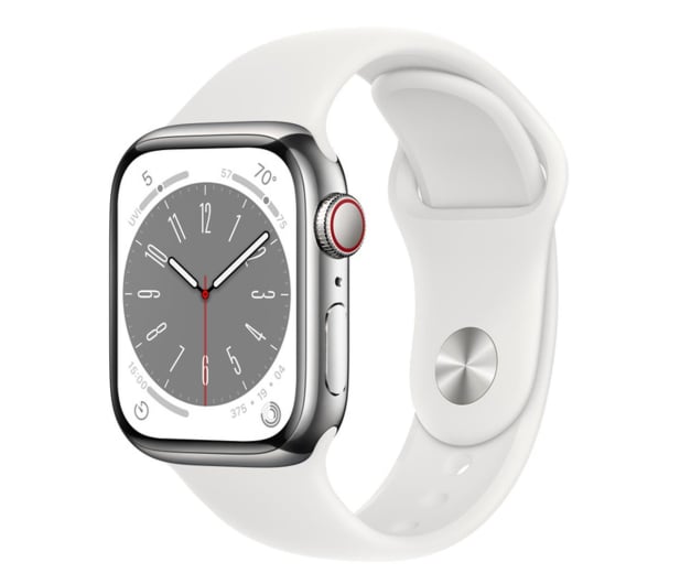 Apple Watch 8 41/Silver Steel/White Sport LTE - 1070972 - zdjęcie