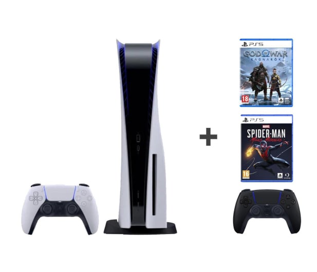 Sony PlayStation 5 + GoW Ragnarok + Spider Man + PS5 Dualsense Bl - 1109485 - zdjęcie 1