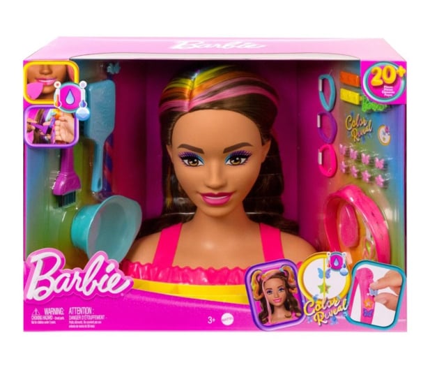 Barbie Głowa do stylizacji Neonowa tęcza Brązowe włosy - 1102511 - zdjęcie