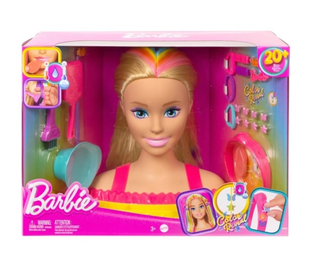 Barbie Głowa do stylizacji Neonowa tęcza Blond włosy - 1102508 - zdjęcie