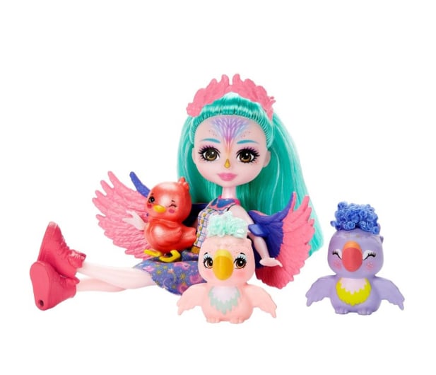 Mattel Enchantimals Rodzina Papugi Filia Finch Lalka + figurki - 1102583 - zdjęcie 3