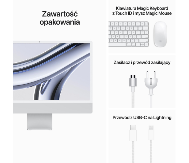 Apple iMac 24 M3/16GB/256/MacOS Retina 4,5K Srebrny 10R GPU - 1193238 - zdjęcie 9