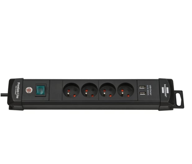 Brennenstuhl Premium-Line - 4 gniazda, 2x USB, 1.8m czarna - 1199858 - zdjęcie