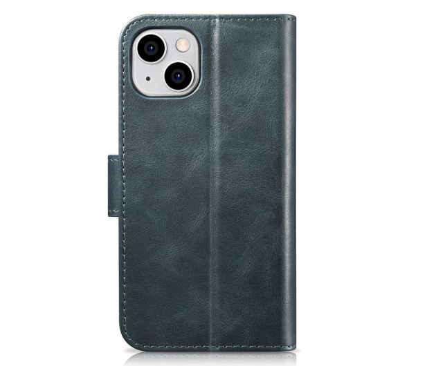 iCarer Wallet Case Oil Wax do iPhone 14 Plus (Anti-RFID) niebieski - 1201102 - zdjęcie 3