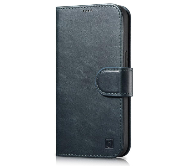 iCarer Wallet Case Oil Wax do iPhone 14 Plus (Anti-RFID) niebieski - 1201102 - zdjęcie