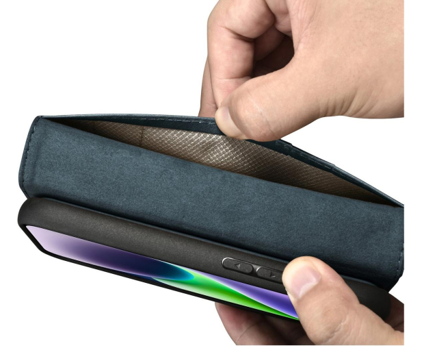 iCarer Wallet Case Oil Wax do iPhone 14 Plus (Anti-RFID) niebieski - 1201102 - zdjęcie 5