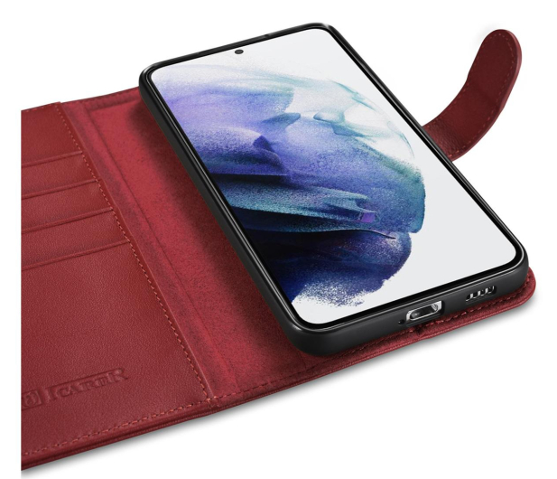 iCarer Haitang Wallet Leather Case do Samsung Galaxy S22+ czerwony - 1201089 - zdjęcie 4