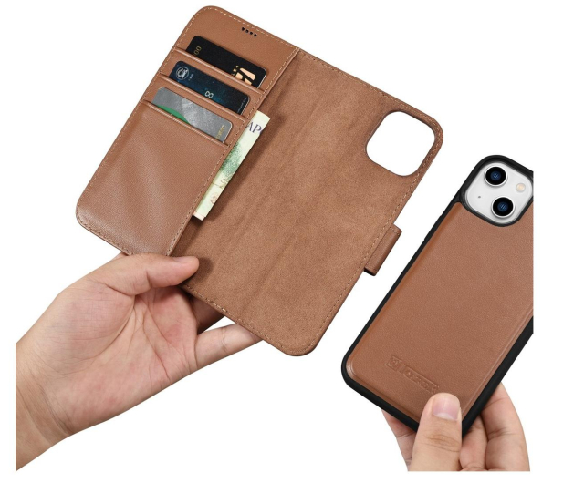 iCarer Wallet Case do iPhone 14 Plus (Anti-RFID) brązowy - 1201104 - zdjęcie 3