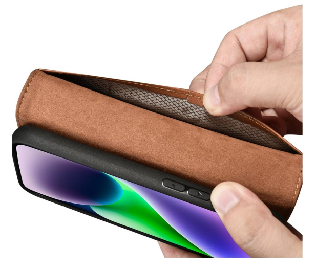 iCarer Wallet Case do iPhone 14 Plus (Anti-RFID) brązowy - 1201104 - zdjęcie 9