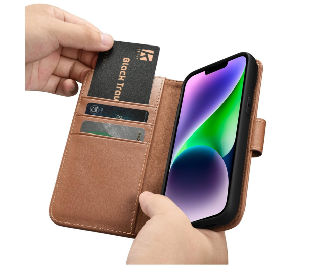 iCarer Wallet Case do iPhone 14 Plus (Anti-RFID) brązowy - 1201104 - zdjęcie 5