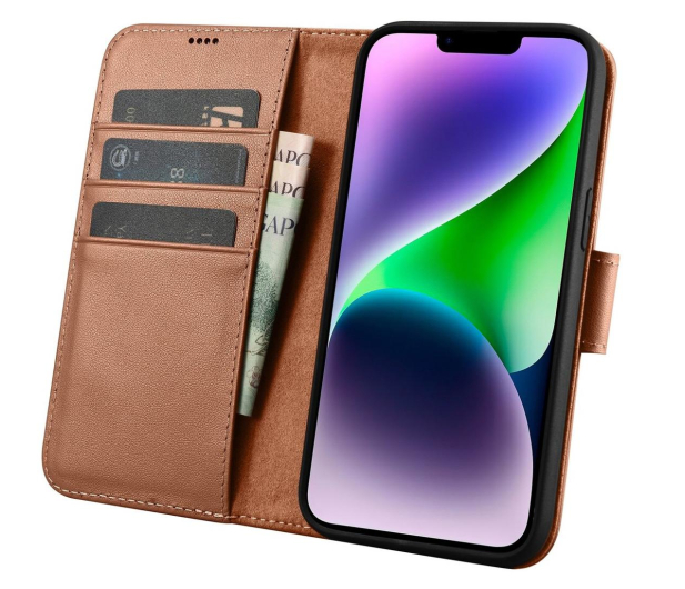iCarer Wallet Case do iPhone 14 Plus (Anti-RFID) brązowy - 1201104 - zdjęcie 4