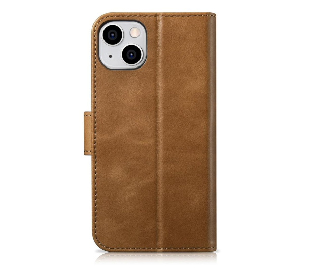 iCarer Wallet Case Oil Wax do iPhone 14 Plus (Anti-RFID) brązowy - 1201109 - zdjęcie 2