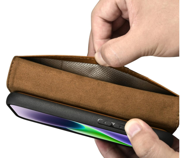 iCarer Wallet Case Oil Wax do iPhone 14 Plus (Anti-RFID) brązowy - 1201109 - zdjęcie 7