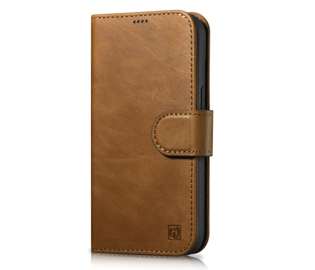 iCarer Wallet Case Oil Wax do iPhone 14 Plus (Anti-RFID) brązowy - 1201109 - zdjęcie