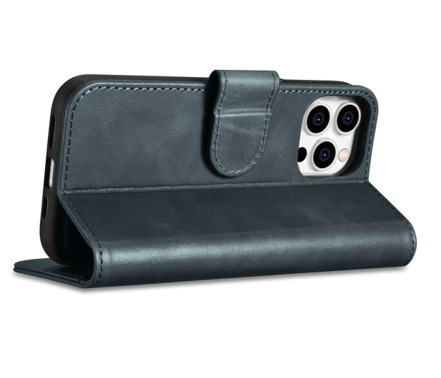 iCarer Wallet Case Oil Wax do iPhone 14 Pro (Anti-RFID) niebieski - 1201117 - zdjęcie 6