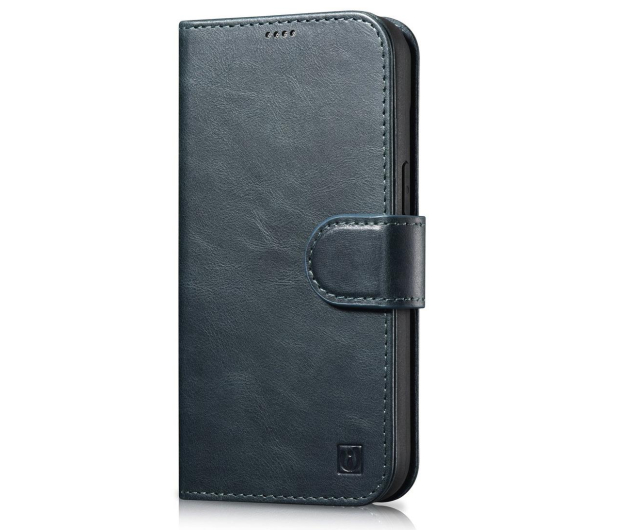 iCarer Wallet Case Oil Wax do iPhone 14 Pro (Anti-RFID) niebieski - 1201117 - zdjęcie
