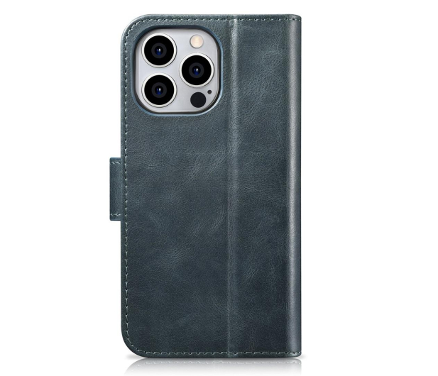iCarer Wallet Case Oil Wax do iPhone 14 Pro (Anti-RFID) niebieski - 1201117 - zdjęcie 4
