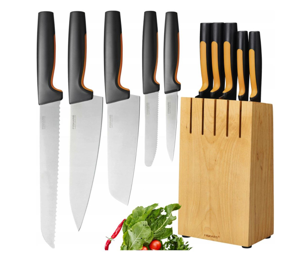 Fiskars Zestaw 5 noży kuchennych w bloku drewnianym 1062927 - 1193729 - zdjęcie 8