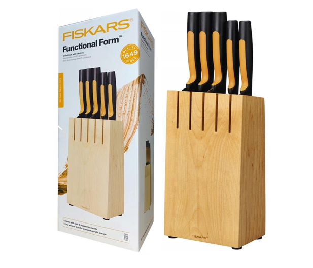 Fiskars Zestaw 5 noży kuchennych w bloku drewnianym 1062927 - 1193729 - zdjęcie