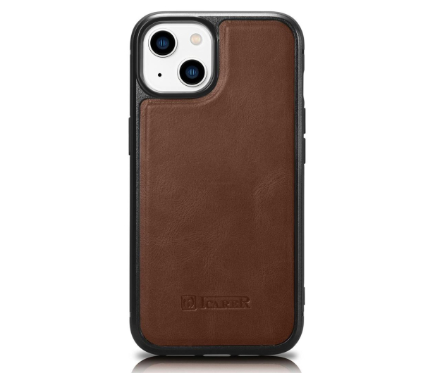 iCarer Leather Oil Wax do iPhone 14 Plus (MagSafe) brązowy - 1201186 - zdjęcie