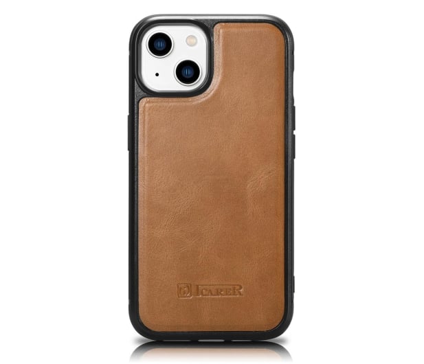 iCarer Leather Oil Wax do iPhone 14 Plus brązowy - 1201148 - zdjęcie