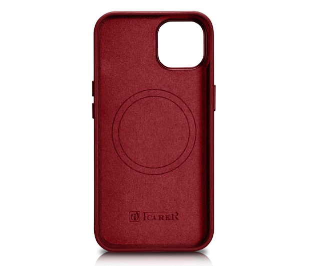 iCarer Leather Case do iPhone 14 Plus (MagSafe) czerwony - 1201111 - zdjęcie 2