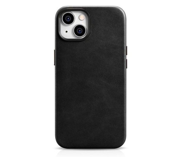 iCarer Premium Leather Case Oil Wax do iPhone 14 (MagSafe) czarny - 1201091 - zdjęcie