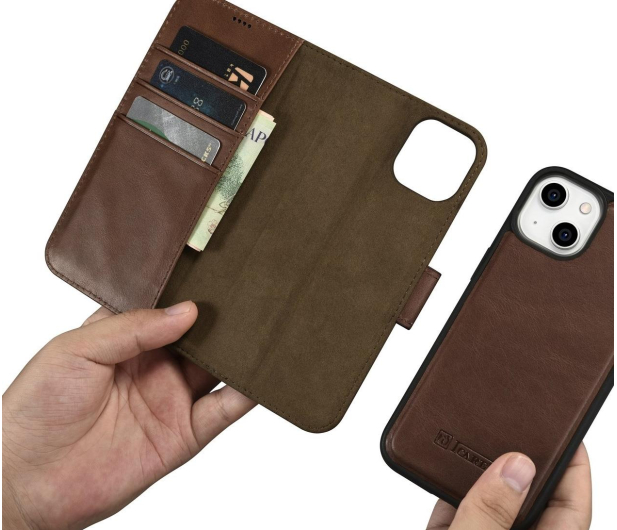 iCarer Wallet Case Oil Wax do iPhone 14 Plus (anti-RFID) brązowy - 1201152 - zdjęcie 7