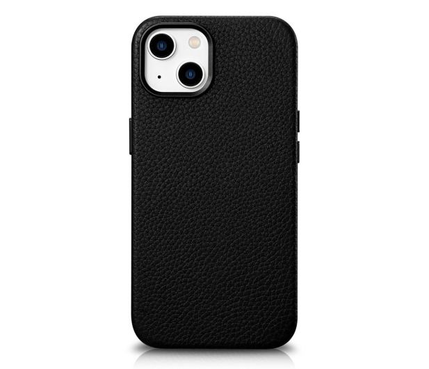 iCarer Litchi Premium Leather Case do iPhone 14 (MagSafe) czarny - 1201083 - zdjęcie