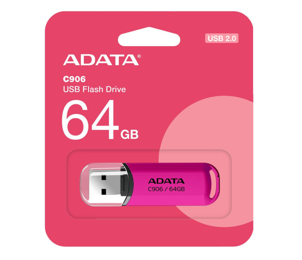 ADATA 64GB C906 różowy USB 2.0 - 1202706 - zdjęcie