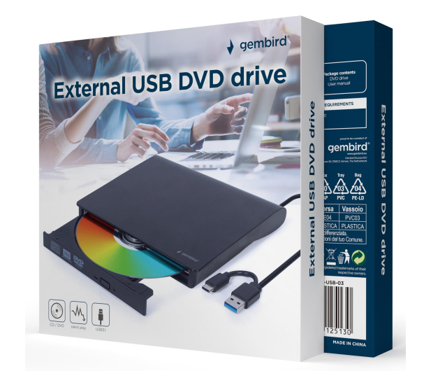 Gembird Napęd DVD na USB-C zewnętrzny, czarny - 1115566 - zdjęcie 3