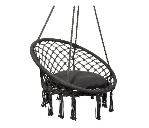 ROYOKAMP Hamak ażurowy fotel wiszący 80x60cm z poduszką szary - 1114407 - zdjęcie 3