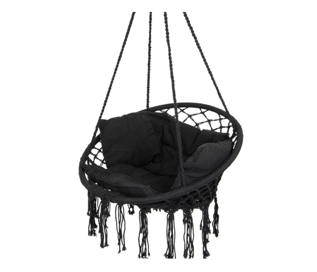 ROYOKAMP Hamak ażurowy fotel wiszący 80x60cm luxe z poduszką czarny - 1114458 - zdjęcie 7