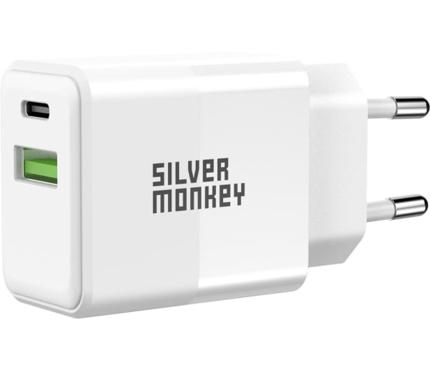 Silver Monkey Ładowarka sieciowa 20W USB-C PD, USB-A QC - 603413 - zdjęcie 3