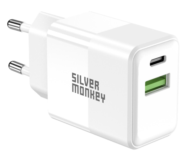 Silver Monkey Ładowarka sieciowa 20W USB-C PD, USB-A QC - 603413 - zdjęcie